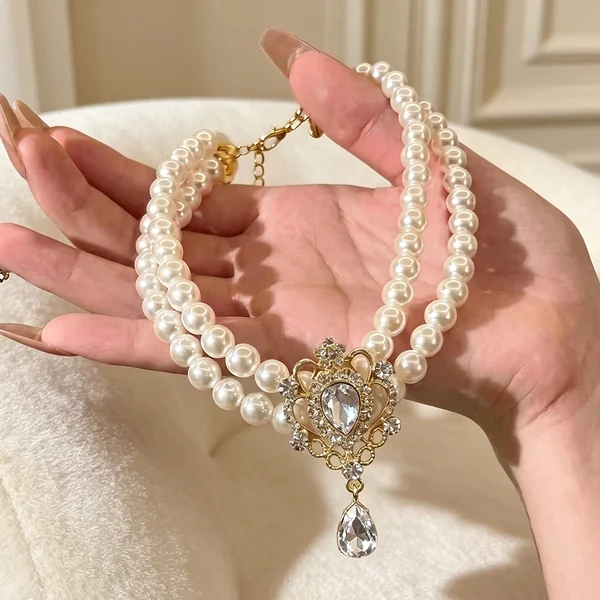 Pearl & Teardrop Pet Collar