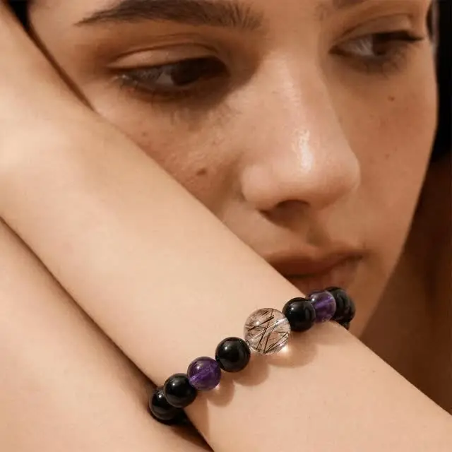 Crystal bracelet worn on the wrist